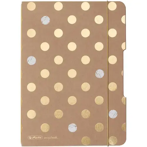 Caiet Herlitz, MyBook Flex, A5, 40f, 80gr, dictando, coperta din material fara celuloza Pure Glam, elastic auriu