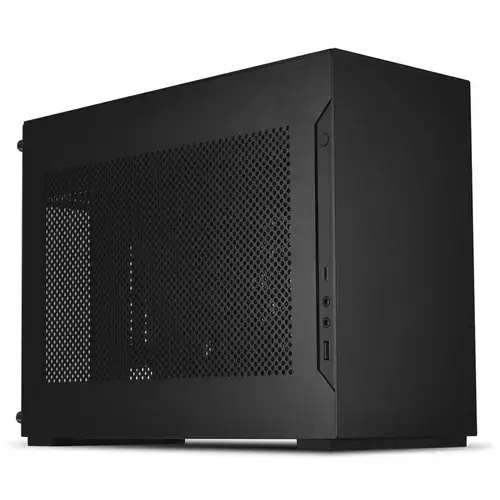 Carcasa Lian Li A4-H2O X4, Mini-ITX, Fara sursa, mITX + Cablu PCIe 4.0 Riser inclus (Negru)