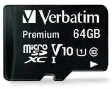 Card de memorie Verbatim, microSDXC, 64 GB, Clasa 10 + Adaptor SD