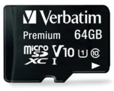 Card de memorie Verbatim, microSDXC, 64 GB, Clasa 10 + Adaptor SD