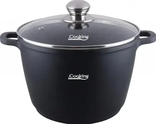 Oala cu capac Heinner HR-SCO-A0628A, 10 L, aluminiu turnat (Negru)