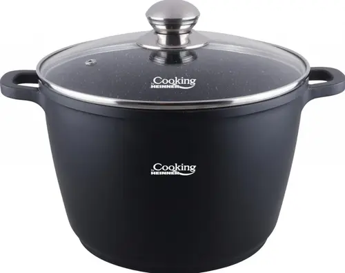 Oala cu capac Heinner HR-SCO-A0628A, 10 L, aluminiu turnat (Negru)