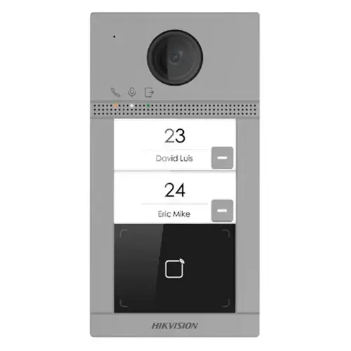 Post de exterior videointerfon IP Hikvision DS-KV8213-WME1(C); WIFI; 2 x buton de apelare(Support web configuration); camera video 2MP True WDR unghivizualizare: Horizontal:  124° Vertical: 75°, vizualizare pe timp de noapte IR maxim 3 metri