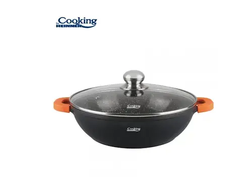 Cratita cu capac Heinner Dark Line tHR-SCO-A28C, Aluminiu, 28 x 8 cm, 4.1 L (Negru)