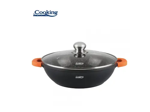 Cratita cu capac Heinner Dark Line tHR-SCO-A28C, Aluminiu, 28 x 8 cm, 4.1 L (Negru)