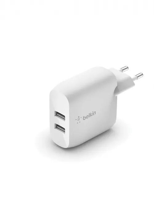 Incarcator retea Belkin BOOST CHARGE 24W, 2 x USB-A, Alb