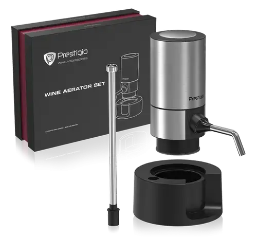 Aerator-Distribuitor de vin Prestigio PWA104ASB, Inox (Argintiu/Negru)