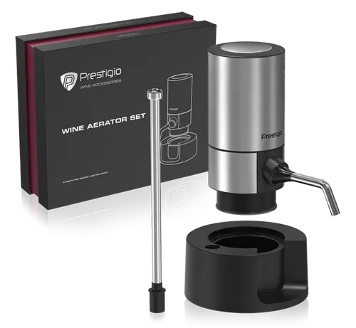 Aerator-Distribuitor de vin Prestigio PWA104ASB, Inox (Argintiu/Negru)