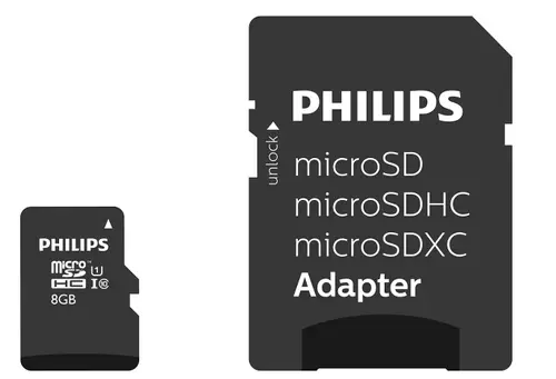 Card de memorie Philips MicroSDHC, 8GB, Class 10 UHS-I U1, Adaptor SD inclus