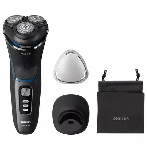 Aparat de ras Philips Seria3000 S3344/13, Wet&Dry, Autonomie 60 min, 3 elemente de taiere (Negru)