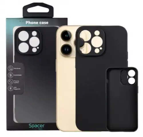 Protectie pentru spate Spacer SPPC-AP-IP14PM-TPU pentru Iphone 14 Pro Max, Negru
