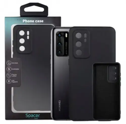 Protectie pentru spate Spacer SPPC-HU-P-40-SLK pentru Huawei P40, Negru