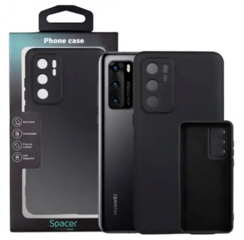 Protectie pentru spate Spacer SPPC-HU-P-40-SLK pentru Huawei P40, Negru