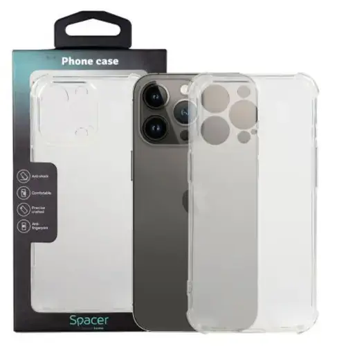 Protectie pentru spate Spacer SPPC-AP-IP13P-CLR pentru Iphone 13 Pro, Transparenta