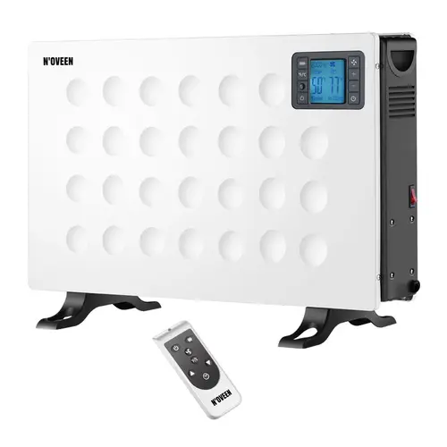 Radiator electric Noveen CH8000, LCD Smart, 2000 W, 3 trepte de putere, termostat reglabil si telecomanda (Alb)