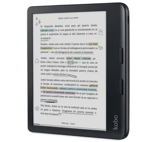 eBook Reader Kobo Libra Colour, Ecran E-Ink Kaleido 7inch, Procesor Dual-Core 2.0GHz, 32GB Flash, USB Type-C, ComfortLight PRO, Wi-Fi, IPX8 (Negru)