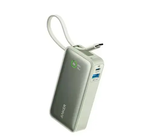 Acumulator extern Anker Nano 545, 10000 mAh, 30W, USB-C, USB-A, cablu USB-C incorporat (Verde)