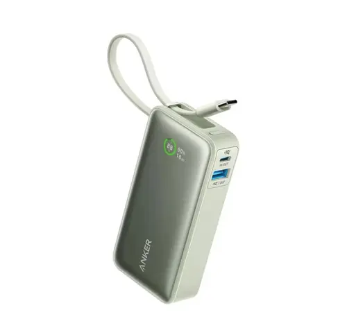 Acumulator extern Anker Nano 545, 10000 mAh, 30W, USB-C, USB-A, cablu USB-C incorporat (Verde)