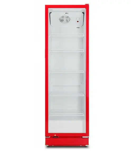 Vitrina frigorifica LDK VF350R, 350 l, Clasa C, Termostat reglabil, Iluminare LED, H 194.5 cm (Rosu)