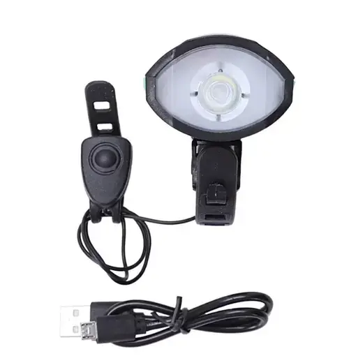 Far LED cu sonerie  Esperanza EOT023, 100 lm, fixare ghidon, 3 moduri iluminare, rezistenta apa, pentru vehicule electrice (Negru)