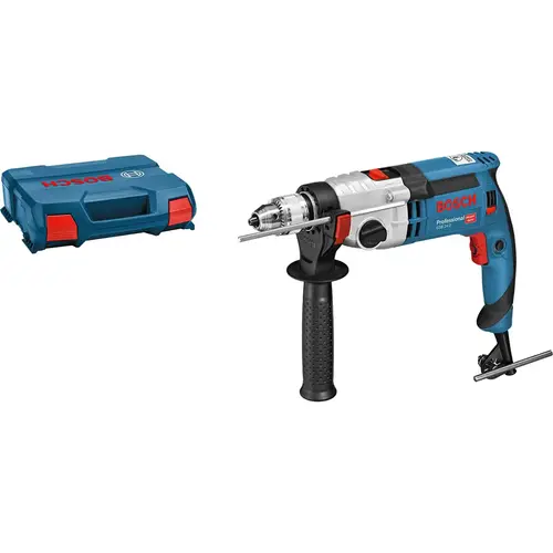 Masină de gaurit si insurubat (bormasina) cu percutie Bosch Professional GSB 24-2, 1100 W, 3000 RPM, 13 mm mandrina rapida, turatie reglabila, maner suplimentar, limitator reglare adancime, valiza L-Case