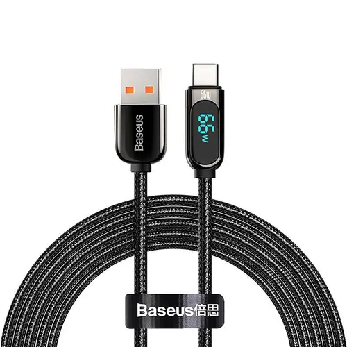 Cablu  de date Baseus Display, USB/USB Type-C, 66W, 2m, Negru