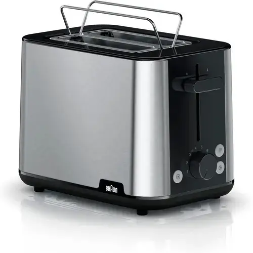 Prajitor de paine Braun PurEase HT 1510, 2 felii, 900 W (Inox/Negru)