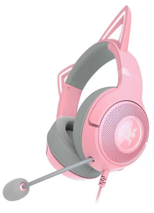 Casti gaming Razer Kraken Kitty V2, USB Type A, Quartz Edition (Roz)