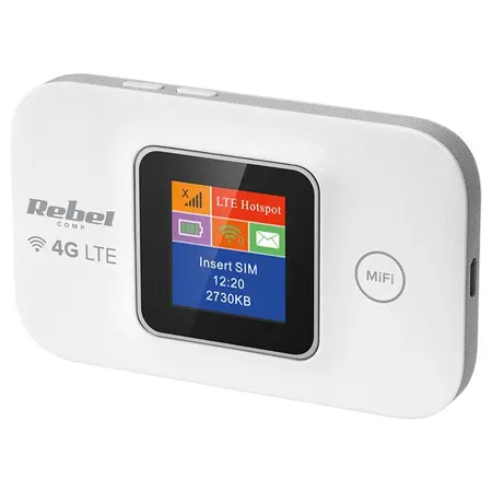 Modem MI-FI 4G LTE REBEL RB-0701, slot microSD, slot micro SIM, port microUSB, Ecran LCD 1.44” (Alb)