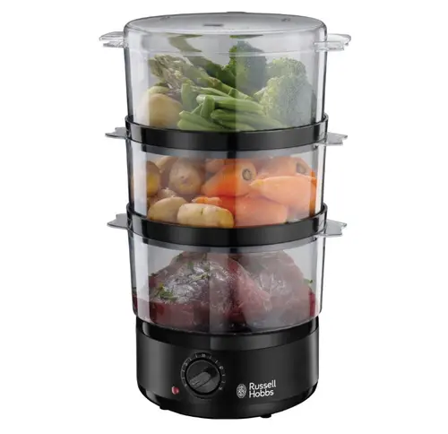 Aparat de gatit cu aburi Russell Hobbs Kitchen Collection 26530-56, 7 L, Timer, Bol orez (Negru)