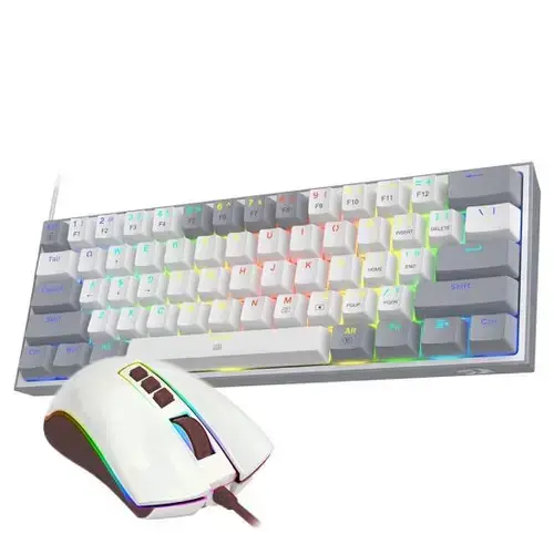 Kit Tastatura si Mouse Redragon Gaming Dynamic Duo, Iluminare RGB, USB (Alb/Gri)