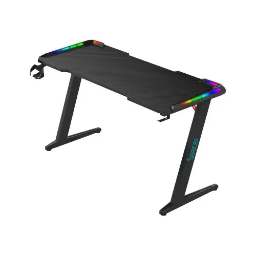 Birou gaming Spacer SPGD-RGB-140-01, MDF, RGB (Negru)
