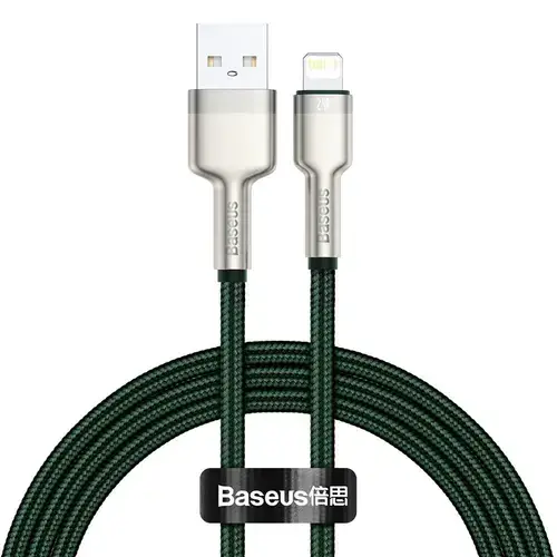 Cablu de date Baseus Cafule, USB - Lightning,  2.4A, 1 m, Verde