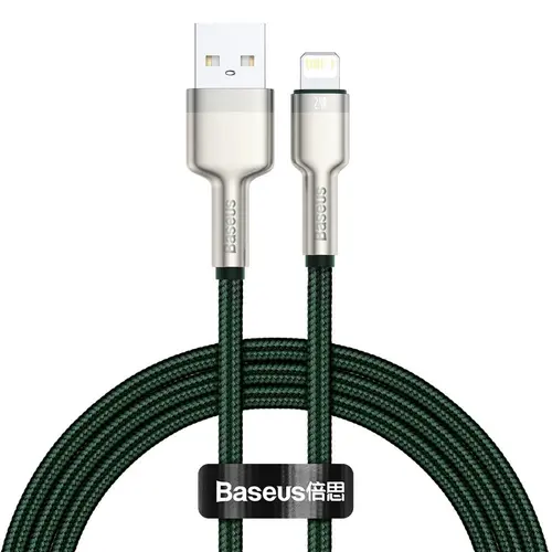 Cablu de date Baseus Cafule, USB - Lightning,  2.4A, 1 m, Verde