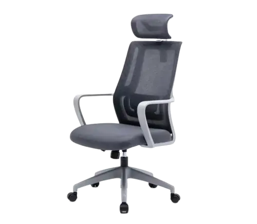Scaun Serioux office Shark, greutate maxima suportata 150 kg, piston cu gaz clasa 4, manere fixe, tetiera reglabila, baza stea cu 5 picioare, Gri