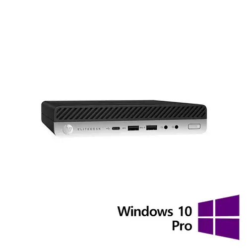 Calculator Sistem PC Refurbished HP EliteDesk 800 G3 Mini PC, Intel Core i5-6500T 2.50GHz, 8GB DDR4, 256GB SSD + Windows 10 Pro