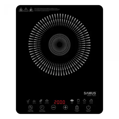 Plita electrica vitroceramica cu inductie Samus PSVFI-11BG1, 2000 W, 8 trepte, control tactil, temporizator (Negru)