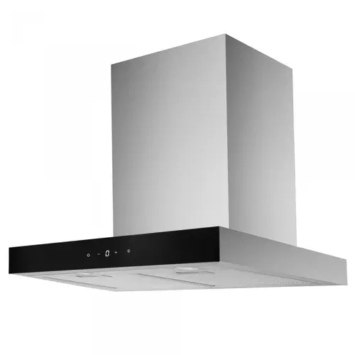 Hota decorativa Samus HS661DGX, 100 W, Control electronic tactil, 9 trepte, parte frontala din sticla neagra (Inox)
