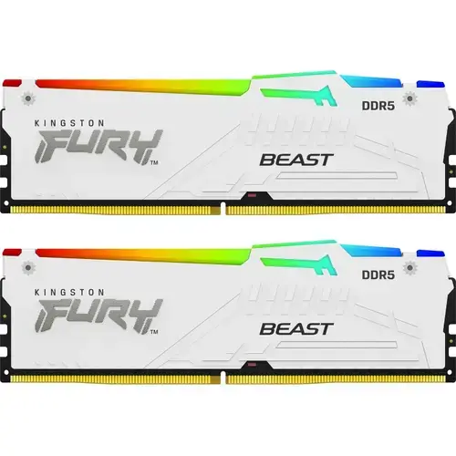 Memorie Kingston FURY Beast RGB White 32GB DDR5 6000MHz CL30 Dual Channel Kit