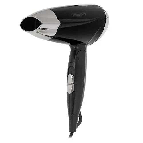 Uscator de par Mesko MS2264, 1400 W, 2 setari temperatura, 2 viteze, maner pliant, Negru cu parti decorative cromate (Negru/Gri)