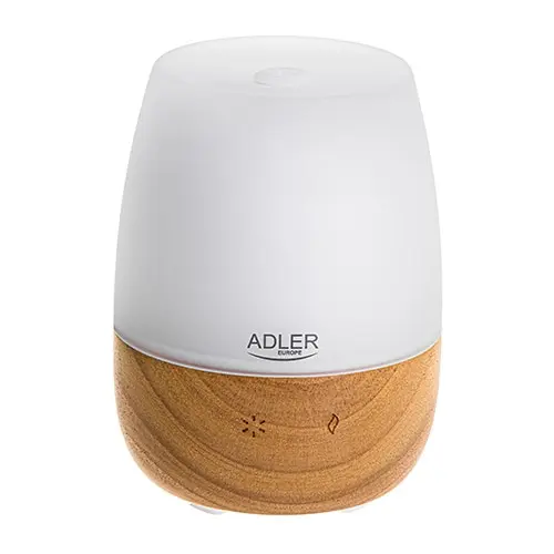 Difuzor de arome cu ultrasunete Adler AD 7967, 130 ml, lumina ambientala 7 culori (Maro/Alb)