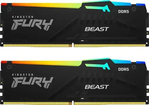 Memorii Kingston FURY Beast Black RGB, 32GB, 2 x 16GB, DDR5, 6000MHz, CL30