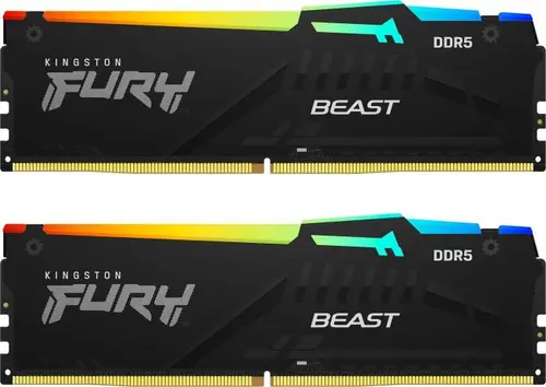 Memorii Kingston FURY Beast Black RGB, 32GB, 2 x 16GB, DDR5, 6000MHz, CL30