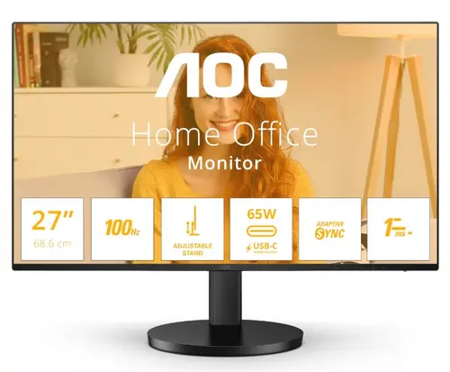 Monitor IPS LED AOC 27inch Q27B3CF2, QHD (2560 x 1440), HDMI, Boxe, 100 Hz, 1 ms (Negru)