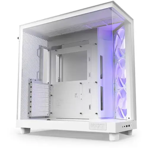 Carcasa NZXT H6 Flow RGB, Compact Dual-chamber, Middle Tower, Fara sursa, ATX (Alb)