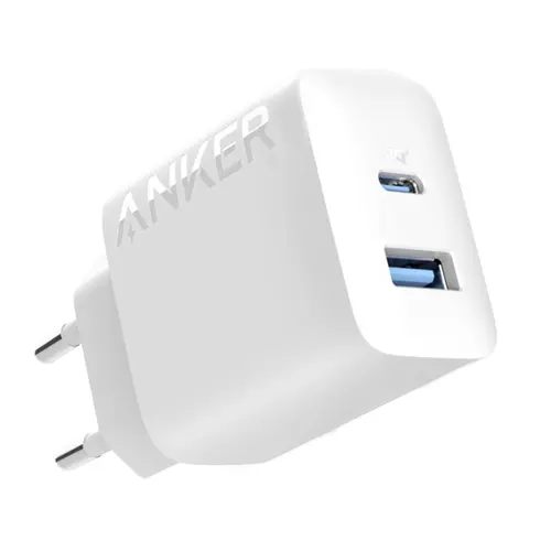 Incarcator de retea Anker 312, 20W, USB-C, USB-A, Power Delivery, PowerIQ (Alb)
