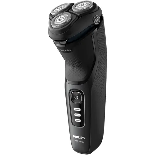 Aparat de ras Philips Shaver Seria 3000 S3244/12, barbierit umed şi uscat, fara fir, capete 5D pivotante si flexibile, lame autoascutire, 60 min, sistem de barbierire anticoroziune, capac de protectie, Negru
