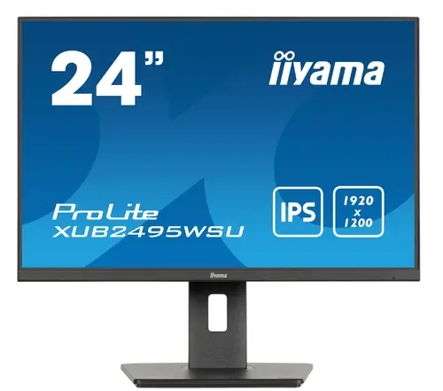 Monitor IPS LED Iiyama 24.1inch XUB2495WSU-B7, 1920 x 1200, HDMI, DisplayPort, Boxe, Pivot, 75 Hz (Negru)