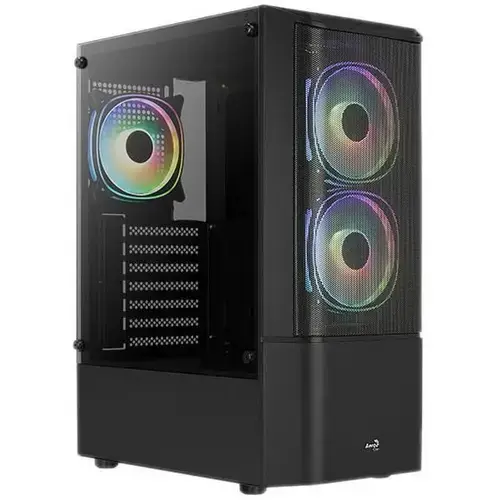 Carcasa Aerocool Quantum Mesh V3, Middle Tower, Tempered glass, iluminare ARGB (Negru)