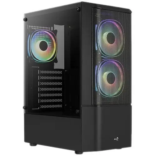 Carcasa Aerocool Quantum Mesh V3, Middle Tower, Tempered glass, iluminare ARGB (Negru)